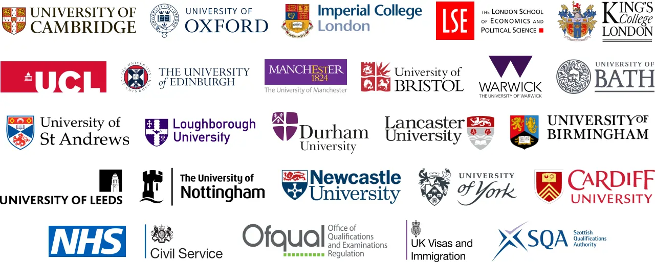 Institutions accepting Cambridge, IELTS, TOEFL and Michigan certifications